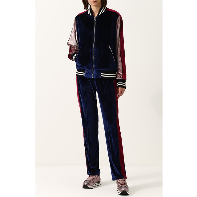 фото Бархатные брюки прямого кроя с контрастными лампасами forte dei marmi couture