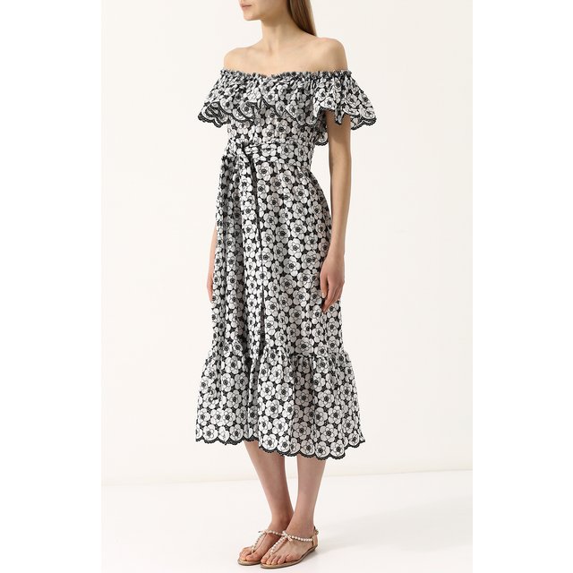 фото Приталенное хлопковое платье с принтом lisa marie fernandez