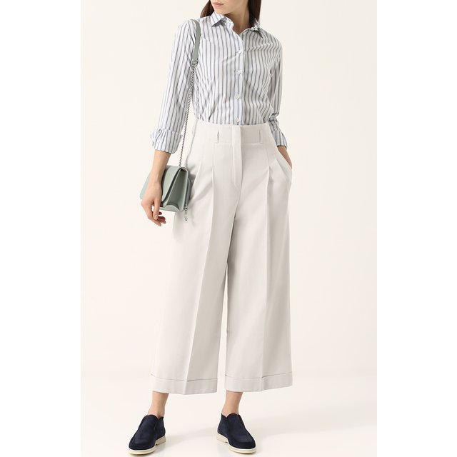 фото Укороченные хлопковые брюки с защипами loro piana