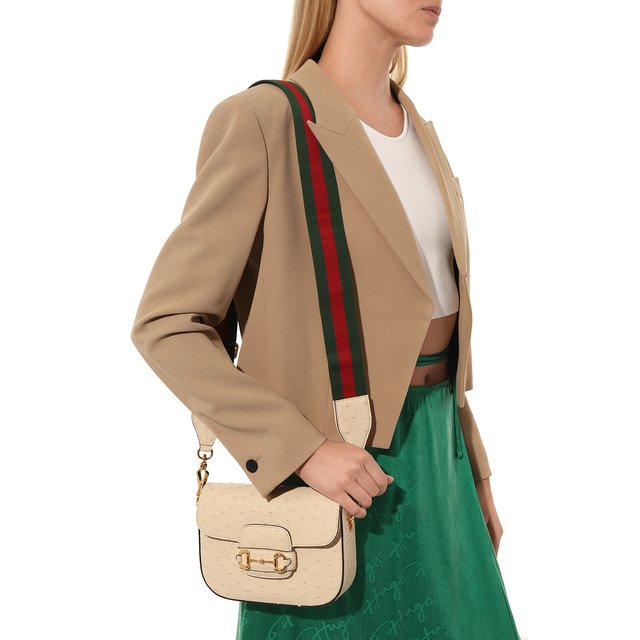 фото Сумка 1955 horsebit mini из кожи страуса gucci