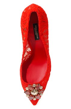 Женские текстильные туфли rainbow lace DOLCE & GABBANA красного цвета, арт. CD0101/AL198 | Фото 6 (Материал внешний: Текстиль; Каблук высота: Высокий; Материал внутренний: Натуральная кожа; Каблук тип: Шпилька; Подошва: Плоская)