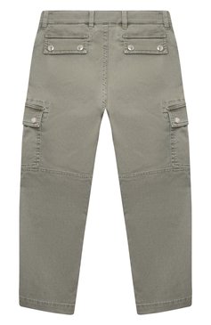 Детские хлопковые брюки-карго BRUNELLO CUCINELLI хаки цвета, арт. B289LP102B | Фото 2 (Материал внешний: Хлопок)