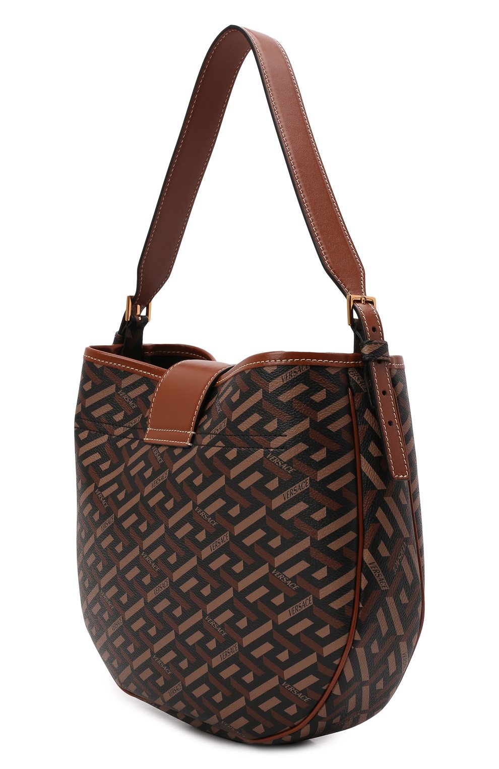 Женская сумка monogram VERSACE коричневого цвета, арт. 1002033/1A01444 | Фото 4 (Сумки-технические: Сумки top-handle; Размер: medium; Материал: Экокожа)