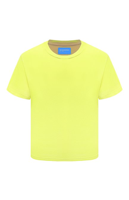 Женская хлопковая футболка NOTSONORMAL желтого цвета, арт. WKJ01-N007-A1 | Фото 1 (Материал внешний: Хлопок; Материал сплава: Проставлено; Драгоценные камни: Проставлено; Рукава: Короткие; Длина (для топов): Стандартные)