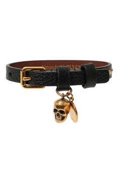Мужской кожаный браслет ALEXANDER MCQUEEN черного цвета, арт. 554467/1AC9T | Фото 1 (Материал: Кожа; Статус проверки: Проверена категория)