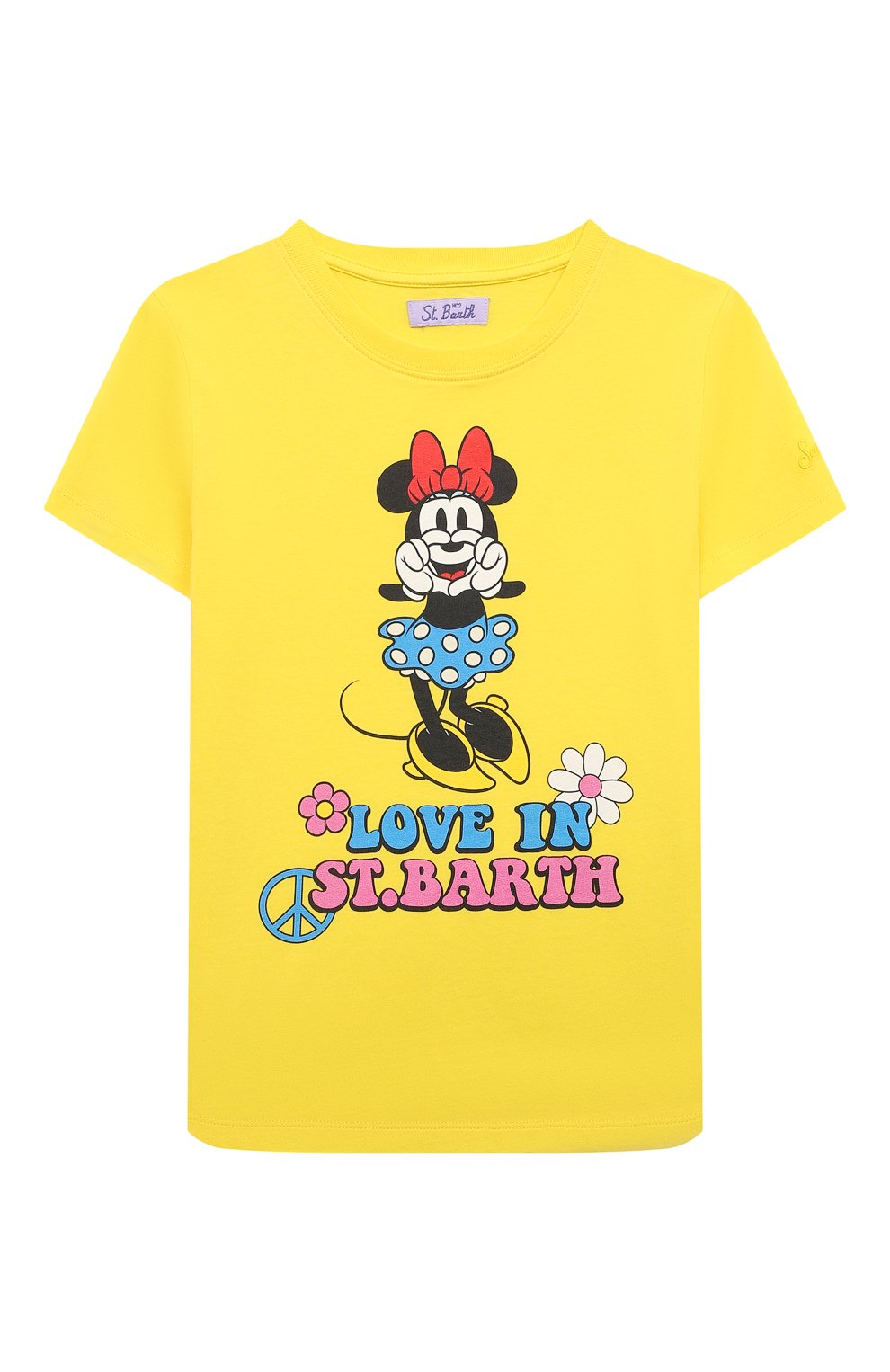 Детская хлопковая футболка MC2 SAINT BARTH желтого цвета, арт. STBK/ELLY/06007D | Фото 1 (Девочки Кросс-КТ: футболка-одежда; Рукава: Короткие; Материал сплава: Проставлено; Материал внешний: Хлопок; Тематич еский товар: Disney; Драгоценные камни: Проставлено)