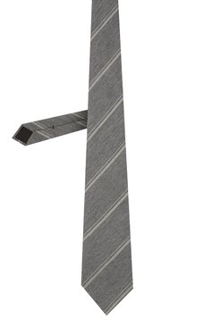 Мужской шелковый галстук BRIONI светло-серого цвета, арт. 062H00/01411 | Фото 2 (Принт: С принтом; Материал: Текстиль, Шелк; Материал сплава: Проставлено; Нос: Не проставлено)