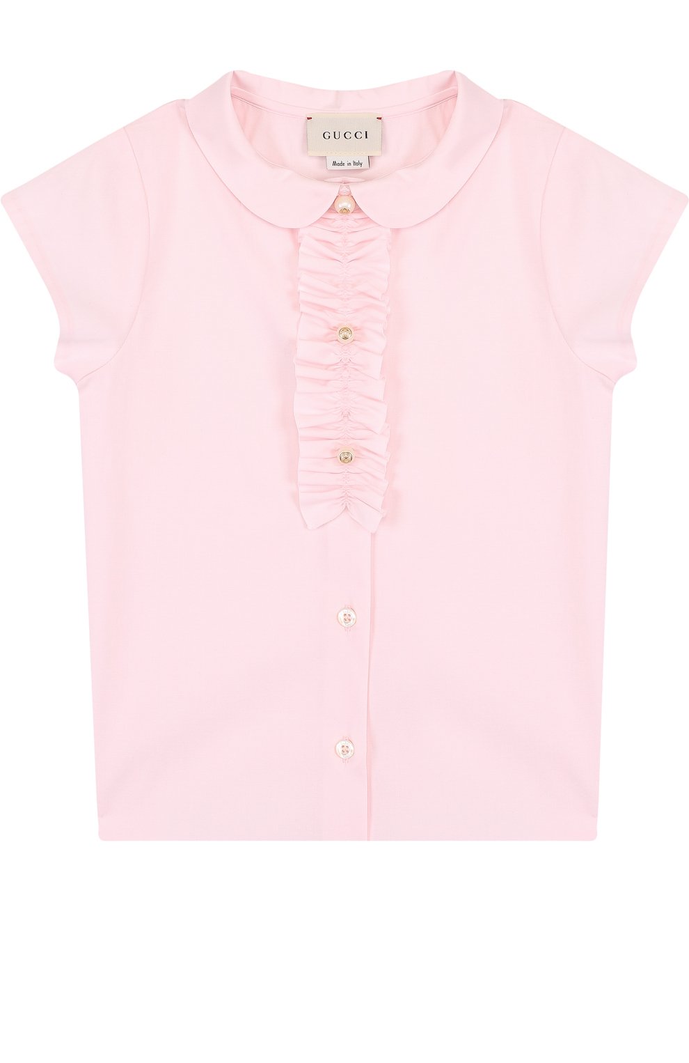 Хлопковая блуза с оборкой и коротким рукавом Gucci