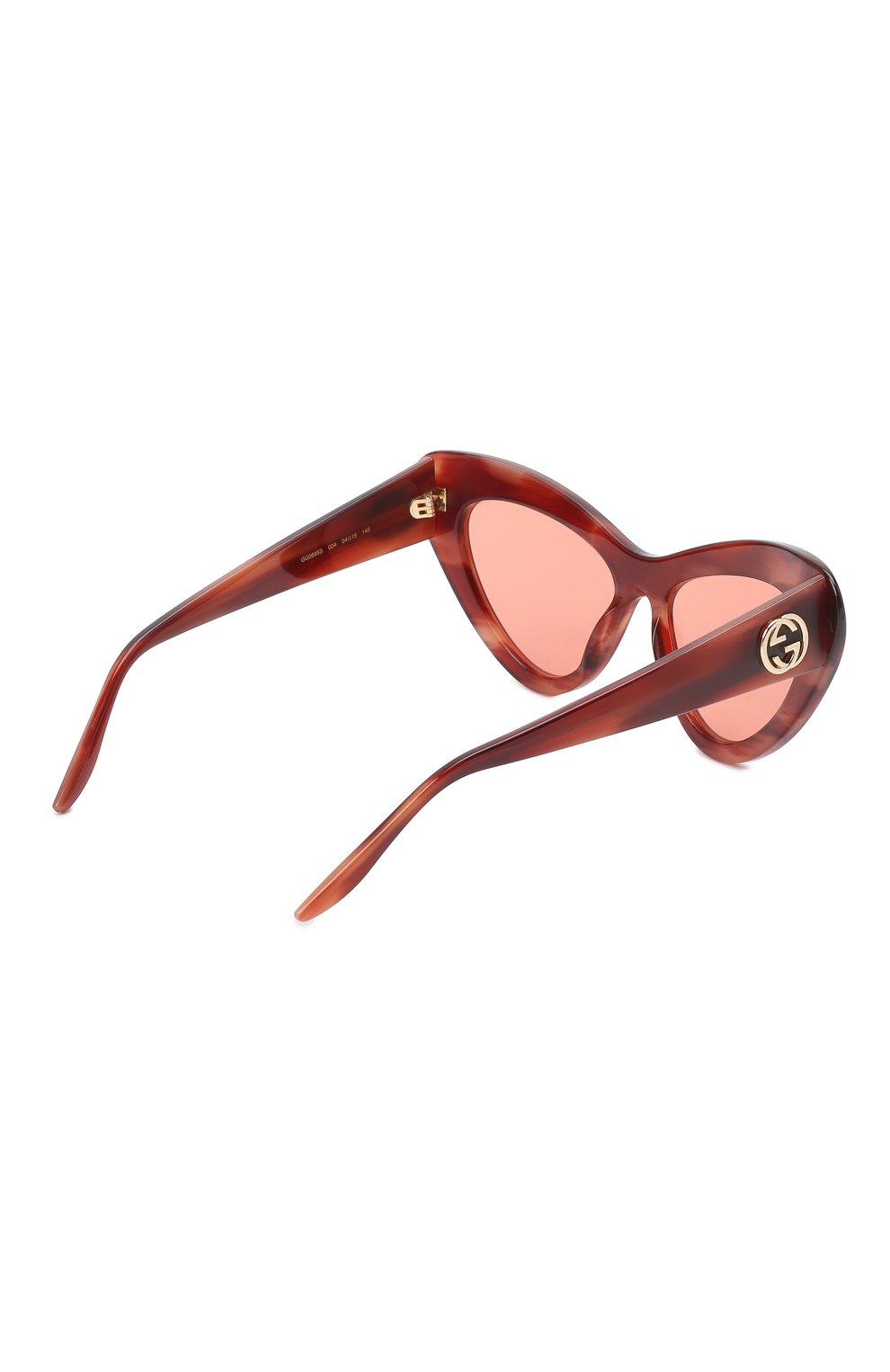 Женские солнцезащитные очки GUCCI коричневого цвета, арт. 663727/J0740 | Фото 4 (Региональные ограничения белый список (Axapta Mercury): Не проставлено; Нос: Не проставлено; Тип очков: С/з; Очки форма: Cat-eye)