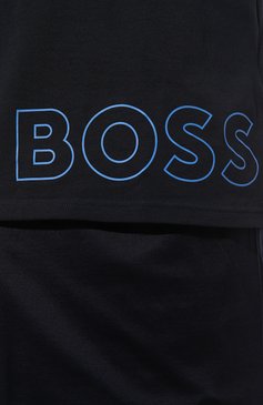 Мужская хлопковая футболка BOSS темно-синего цвета, арт. 50472750 | Фото 5 (Кросс-КТ: домашняя одежда; Рукава: Короткие; Длина (для топов): Стандартные; Материал сплава: Проставлено; Материал внешний: Хлопок; Драгоценные камни: Проставлено)