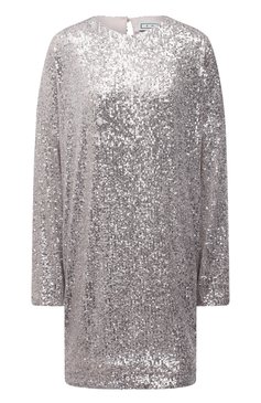 Женское платье с пайетками IN THE MOOD FOR LOVE серебряного цвета, арт. ALEXANDRA DRESS | Фото 1 (Рукава: Длинные; Стили: Гламурный; Случай: Вечерний; Длина Ж (юбки, платья, шорты): Мини; Материал внешний: Синтетический материал; Материал подклада: Синтетический материал; Женское Кросс-КТ: Платье-одежда)