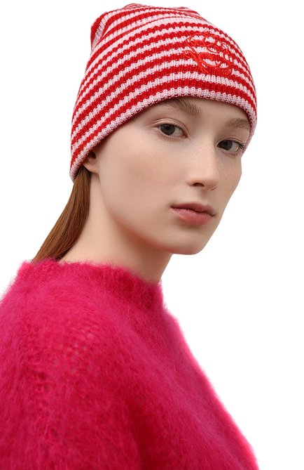 Женская шапка из шерсти и кашемира GANNI красного цвета, арт. A3949 | Фото 2 (Материал: Шерсть, Текстиль)