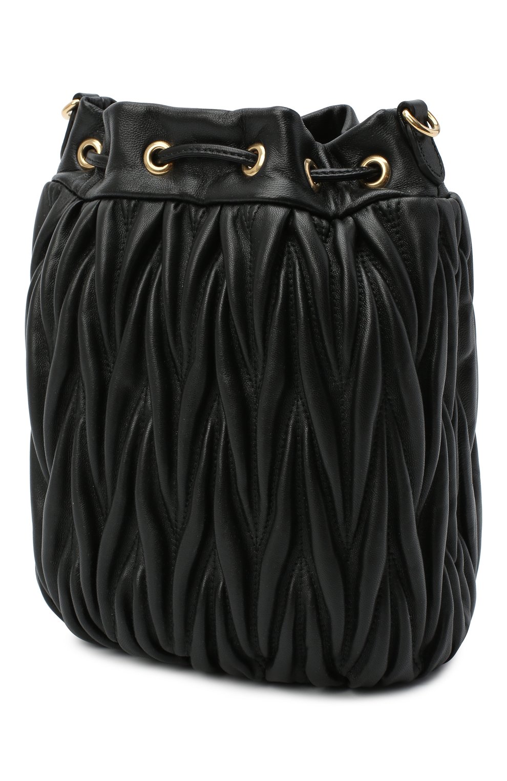 Женская сумка MIU MIU черного цвета, арт. 5BE014-N88-F0002-OOO | Фото 3 (Сумки-технические: Сумки через плечо; Материал: Натуральная кожа; Ремень/цепочка: На ремешке; Размер: small)