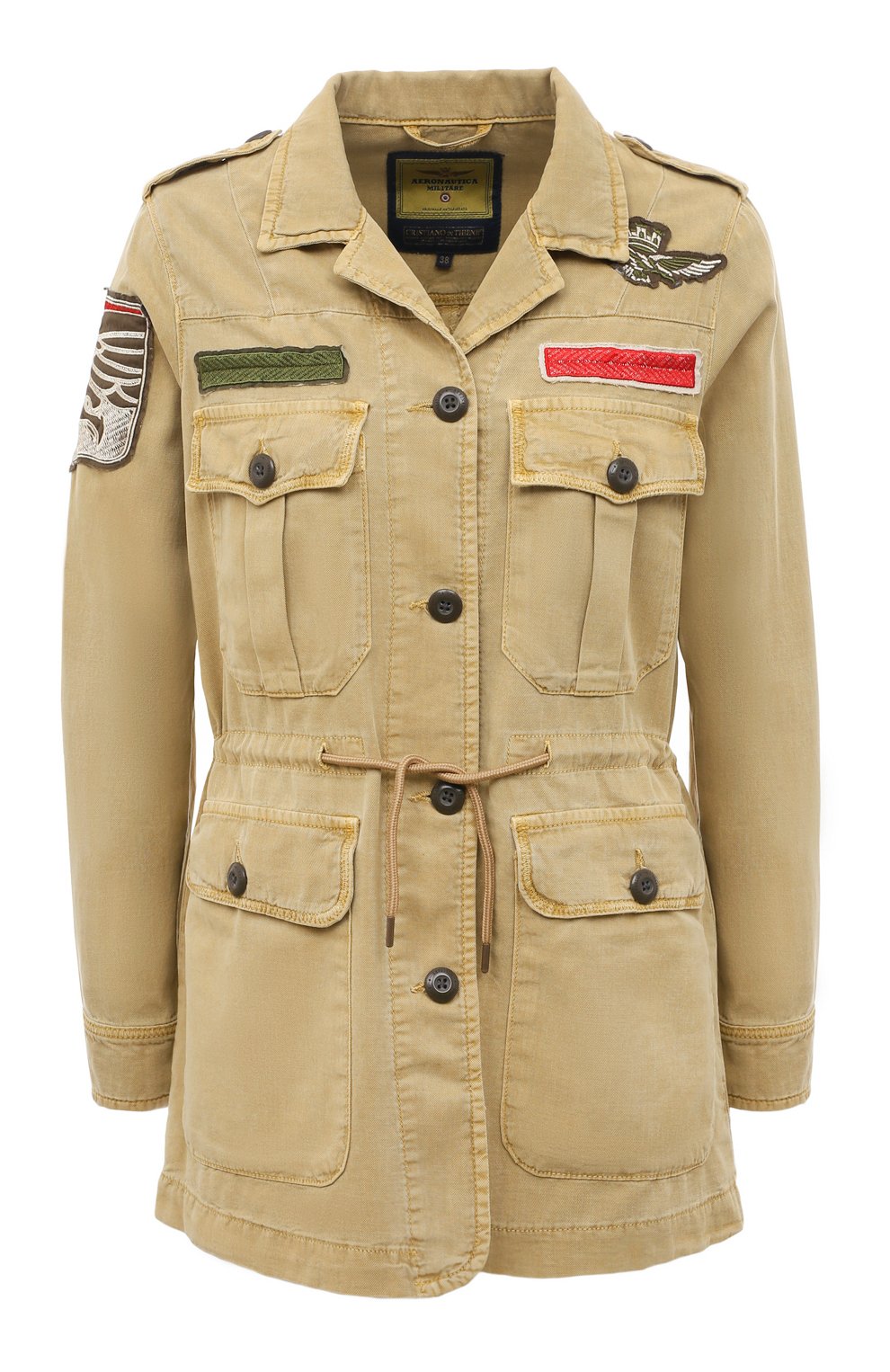 Женск ая куртка AERONAUTICA MILITARE бежевого цвета, арт. 231/AB2078DCT3095 | Фото 1 (Кросс-КТ: Куртка; Рукава: Длинные; Стили: Милитари; Материал внешний: Хлопок, Лиоцелл, Растительное волокно; Длина (верхняя одежда): Короткие)