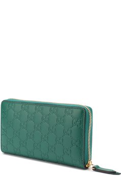 Женские кожаный кошелек с тиснением signature на молнии GUCCI зеленого цвета, арт. 410102/CWC1G | Фото 2 (Материал: Натуральная кожа; Застежка: Молния; Статус проверки: Проверена категория)