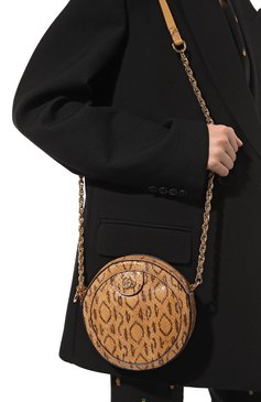 Женская сумка ophidia gg GUCCI коричневого цвета, арт. 550618 L1G0G | Фото 2 (Сумки-технические: Сумки через плечо; Материал: Экзотическая кожа, Натуральная кожа; Размер: mini; Ремень/цепочка: На ремешке)