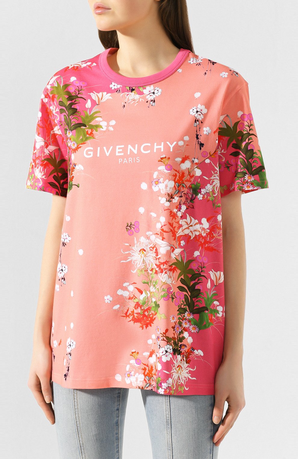 Женская хлопковая футболка GIVENCHY розового цвета, арт. BW70753Z34 | Фото 3 (Рукава: Короткие; Длина (для топов): Стандартные; Принт: С принтом; Материал внешний: Хлопок; Женское Кросс-КТ: Футболка-одежда; Стили: Кэжуэл; Статус проверки: Проверена категория)