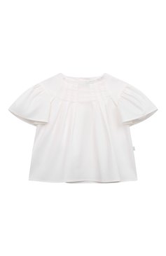Детское хлопковая блузка IL GUFO белого цвета, арт. P23CC091C0046/2A-4A | Фото 1 (Рукава: Короткие; Случай: Повседневный; Материал сплава: Проставлено; Материал внешний: Хлопок; Драгоценные камни: Проставлено)