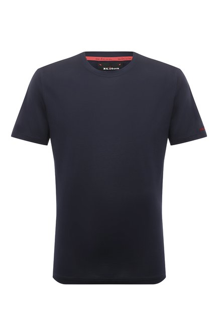 Мужская хлопковая футболка KITON синего цвета по цене 71800 руб., арт. UK1165W23 | Фото 1