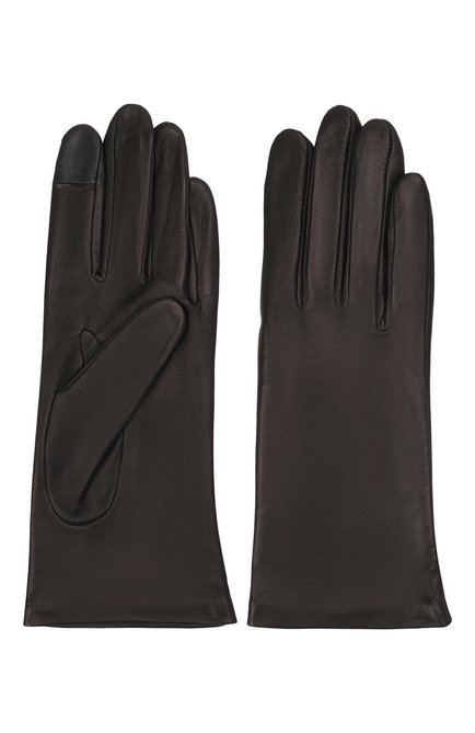 Женские кожаные перчатки AGNELLE черного цвета, арт. INES/S | Фото 2 (Материал: Натуральная кожа)