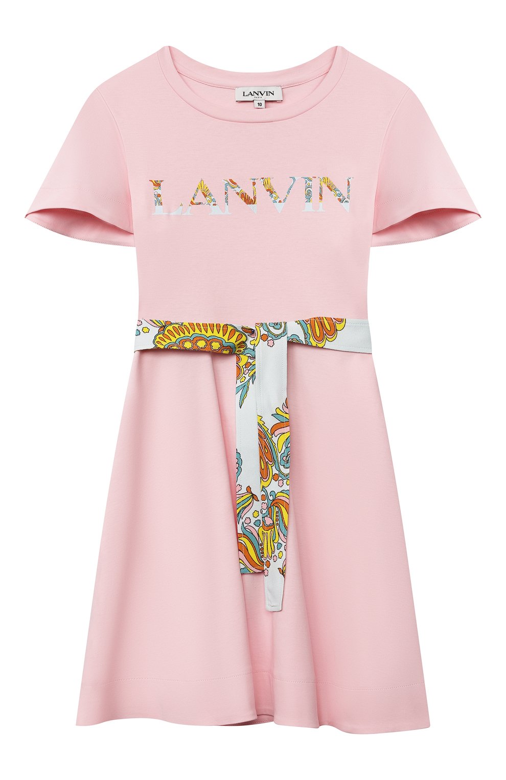 Детское хлопковое платье LANVIN розового цвета, арт. N12012 | Фото 1 (Рукава: Короткие; Случай: Повседневный; Региональные ограничения белый список (Axapta Mercury): RU; Материал внешний: Хлопок; Девочки Кросс-КТ: Платье-одежда; Ростовка одежда: 10 - 11 лет | 140 - 146см, 4 года | 104 см, 5 лет | 110 см, 6 лет | 116 см, 8 лет | 128 см)