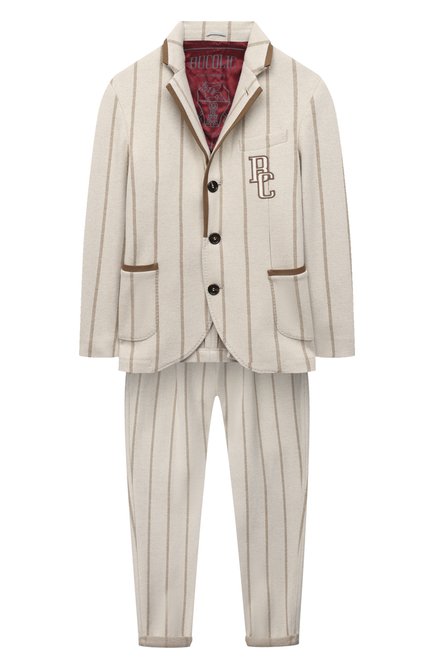 Детский кашемировый костюм BRUNELLO CUCINELLI бежевого цвета по цене 254000 руб., арт. BL852A108C | Фото 1