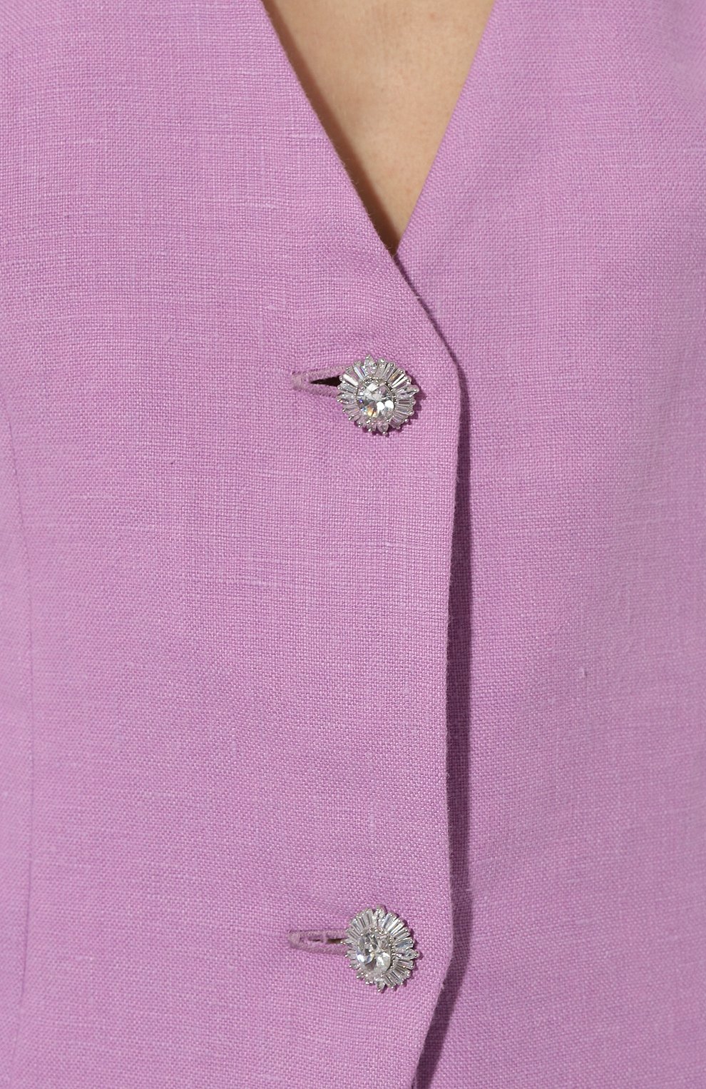 Женский льняной жилет ALINE фиолетового цвета, арт. AL170702 | Фото 5 (Материал сплава: П роставлено; Женское Кросс-КТ: Жилет-одежда; Материал внешний: Лен; Драгоценные камни: Проставлено; Длина (верхняя одежда): Короткие; Стили: Минимализм)
