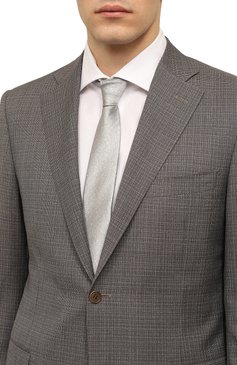 Мужской шелковый галстук CANALI серебряного цвета, арт. 18/HJ03736 | Фото 2 (Принт: С принтом; Материал: Текстиль, Шелк; Материал сплава: Проставлено; Нос: Не проставлено)
