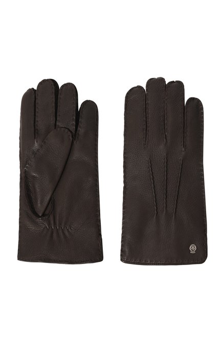 Мужские кожаные перчатки ROECKL темно-коричневого цвета, арт. 11013-643 | Фото 2 (Статус проверки: Проверена категория; Мужское Кросс-КТ: Кожа и замша; Материал: Натуральная кожа)