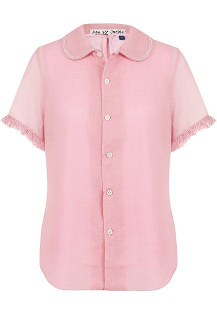 Женская вязаная блуза из шерсти JUPE BY JACKIE розового цвета, арт. SH0SPNW28090S6898S | Фото 1 (Рукава: Короткие; Материал внешний: Шерсть; Длина (для топов): Стандартные; Принт: Без принта; Женское Кросс-КТ: Блуза-одежда)