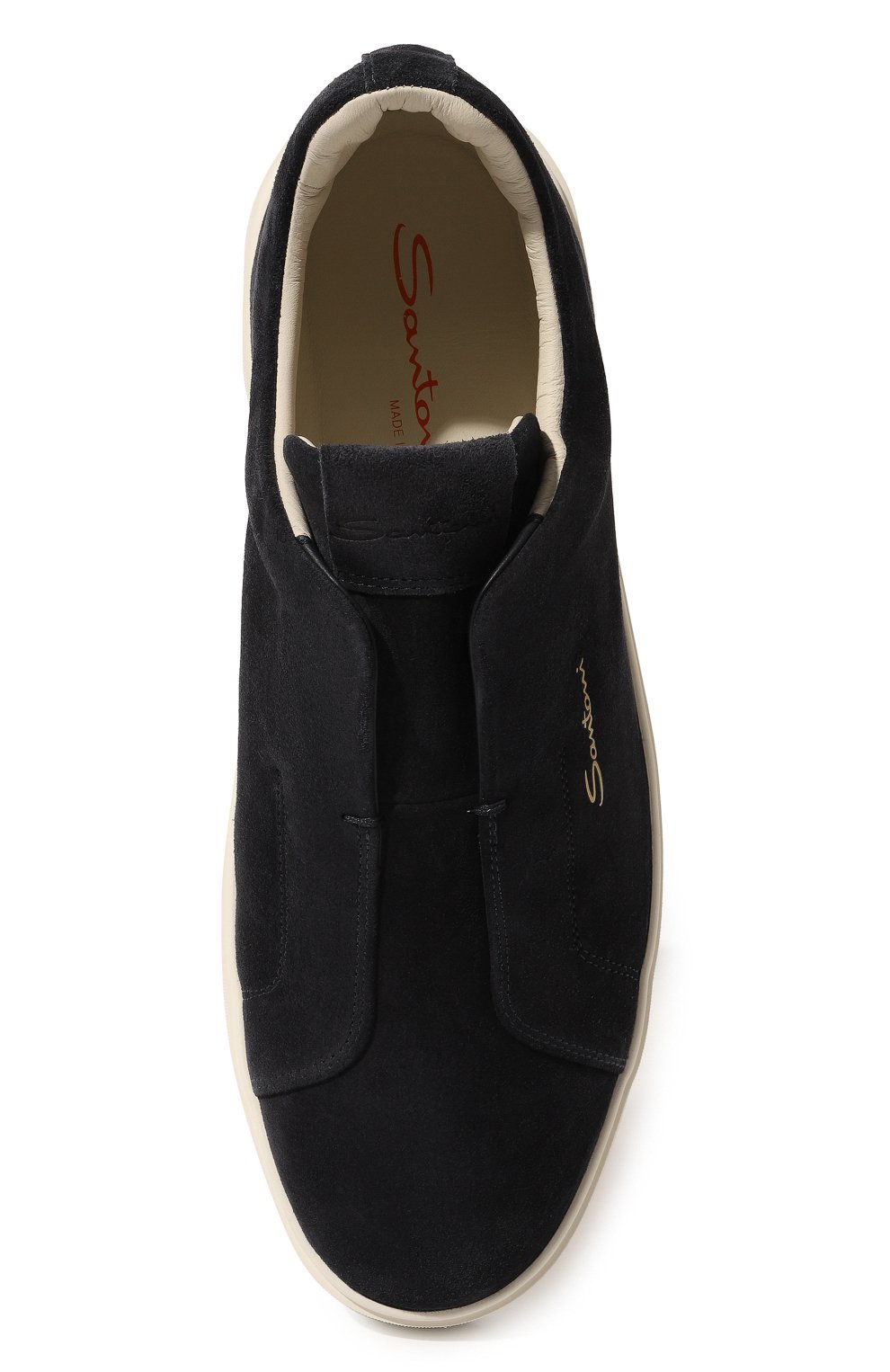 Мужские замшевые слипоны SANTONI темно-синего цвета, арт. MBCD21879BARGSU0U60 | Фото 6 (Материал внутренний: Натуральная кожа; Материал внешний: Замша; Стили: Кэжуэл)