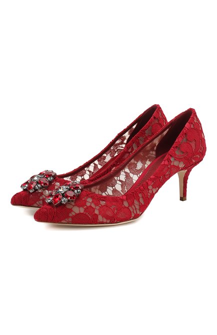 Женские текстильные туфли rainbow lace DOLCE & GABBANA красного цвета по цене 78900 руб., арт. CD0066/AL198 | Фото 1