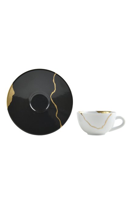 Кофейная чашка с блюдцем kintsugi charbon BERNARDAUD черного цвета, арт. 1976/21509 | Фото 2 (Интерьер: Интерьер; Ограничения доставки: fragile-2)