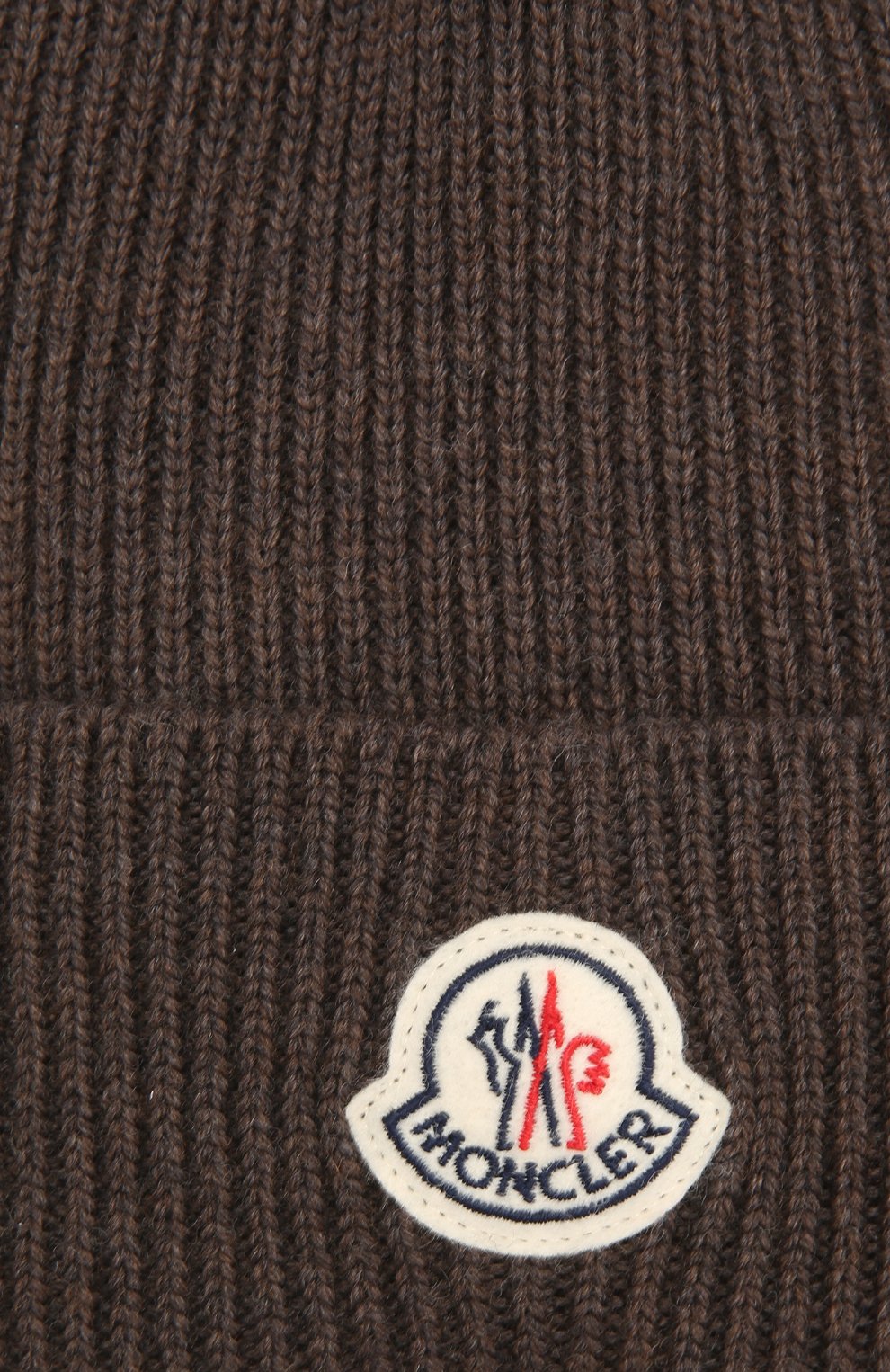 Мужская шерстяная вязаная шапка с логотипом бренда MONCLER хаки цвета, арт. C2-091-00217-00-04957 | Фото 3 (Материал: Текстиль, Шерсть; Кросс-КТ: Трикотаж)
