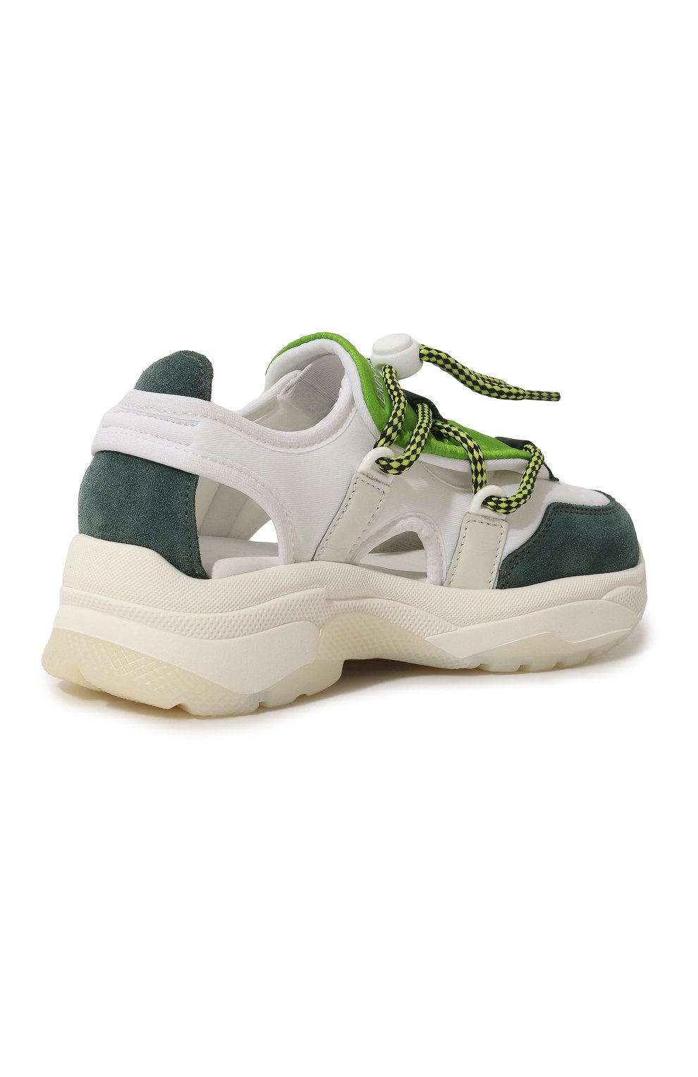 Детские кроссовки EMPORIO ARMANI зеленого цвета, арт. XYX033/X0T71/28-34 | Фото 3 (Материал внешний: Текстиль; Материал сплава: Проставлено; Нос: Не проставлено; Материал внутренний: Текстиль)
