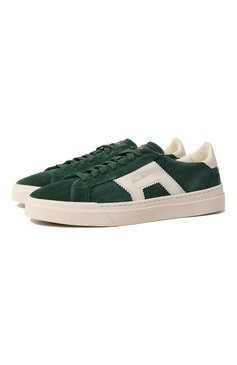 Мужские замшевые кеды SANTONI зеленого цвета, арт. MBGT21870PNNGSU4U60 | Фото 1 (Материал внутренний: Натуральная кожа; Стили: Классический; Материал утеплителя: Без утеплителя; Подошва: Массивная; Материал внешний: Замша)