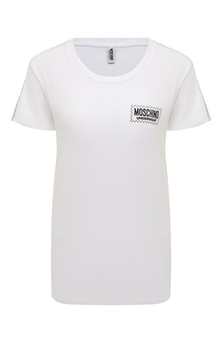 Женская хлопковая футболка MOSCHINO белого цвета, арт. A1925/9001 | Фото 1 (Материал внешний: Хлопок; Длина (для топов): Стандартные; Рукава: Короткие; Женское Кросс-КТ: Футболка-белье)