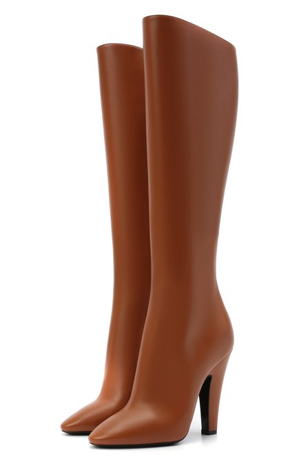 Женские кожаные сапоги 68 SAINT LAURENT коричневого цвета по цене 156500 руб., арт. 657922/2W700 | Фото 1