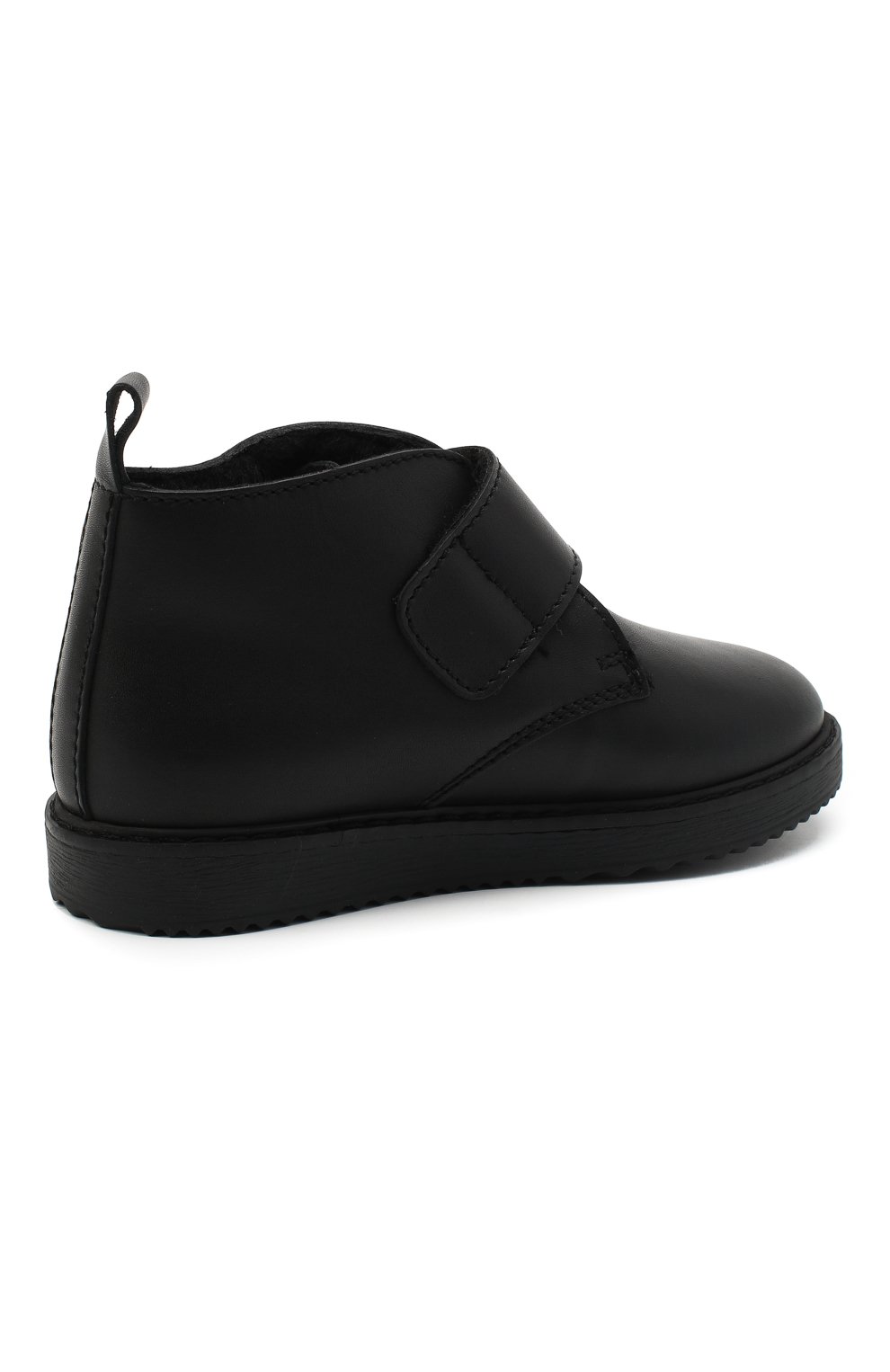 Детские кожаные ботинки EMPORIO ARMANI черного цвета, арт. XMN005/X0R08 | Фото 3 (Материал утеплителя: Натуральный мех; Региональные ограничения белый список (Axapta Mercury): RU)