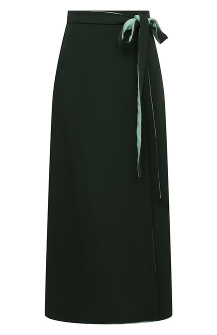Женская шелковая юбка VALENTINO темно-зеленого цвета по цене 168500 руб., арт. VB3RA7751MM | Фото 1