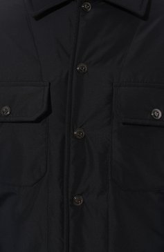 Мужская утепленная куртка-рубашка CAPOBIANCO темно-синего цвета, арт. 15M372.F0NY. | Фото 5 (Материа л утеплителя: Шерсть; Рукава: Длинные; Мужское Кросс-КТ: утепленные куртки; Материал сплава: Проставлено; Материал внешний: Хлопок; Драгоценные камни: Проставлено; Длина (верхняя одежда): Короткие; Материал подклада: Хлопок; Стили: Кэжуэл)