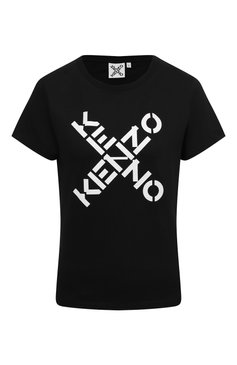 Женская хлопковая футболка kenzo sport KENZO черного цвета, арт. FB52TS8504SJ | Фото 1 (Рукава: Короткие; Длина (для топов): Стандартные; Принт: С принтом; Материал внешний: Хлопок; Женское Кросс-КТ: Футболка-одежда; Стили: Кэжуэл)