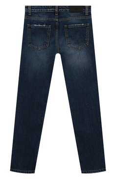 Детские джинсы NEIL BARRETT KIDS синего цвета, арт. 032181 | Фото 2 (Материал сплава: Проставлено; Нос: Не проставлено; Материал внешний: Хлопок; Детали: Потертости)