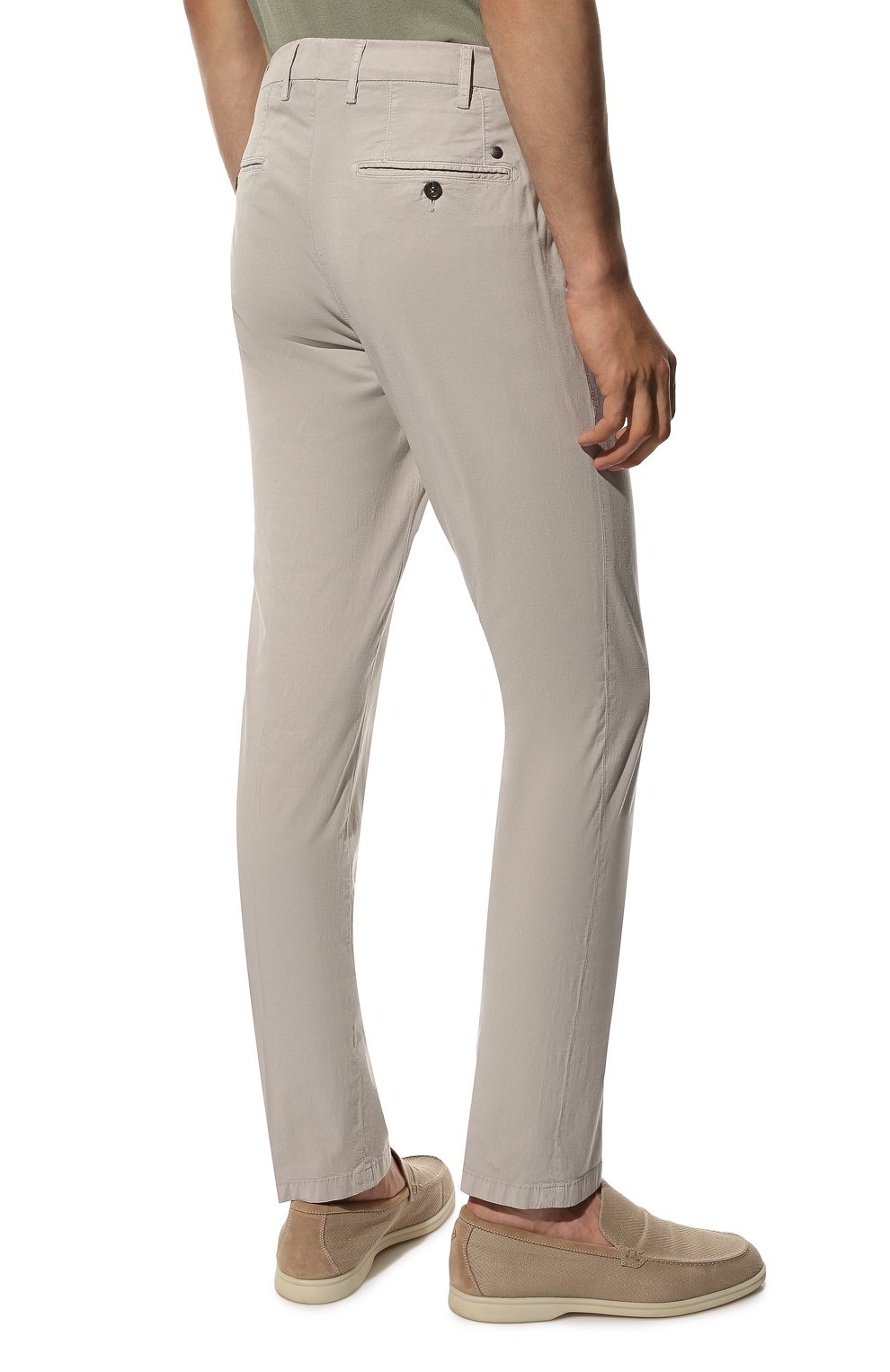 Мужские брюки CANALI светло-серого цвета, арт. 93630/PT00942 | Фото 4 (Длина (брюки, джинсы): Стандартные; Сл�учай: Повседневный; Материал внешний: Хлопок, Лиоцелл, Растительное волокно; Стили: Кэжуэл)