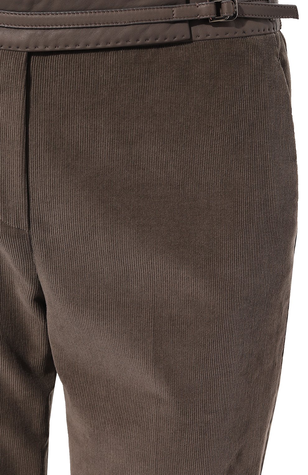 Расклешенные вельветовые брюки с кожаной отделкой Loro Piana FAF8152 Фото 5