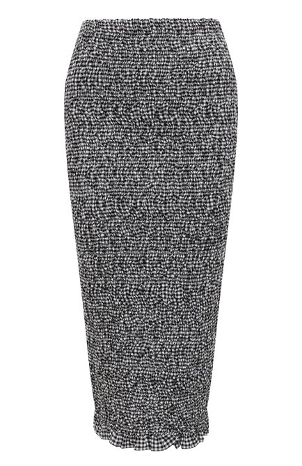 Женская хлопковая юбка MIU MIU черно-белого цвета, арт. MG1747-2AP2-F0002 | Фото 1 ( Длина Ж (юбки, платья, шорты): Миди; Материал внешний: Хлопок; Женское Кросс-КТ: Юбка-одежда; Стили: Романтичный)