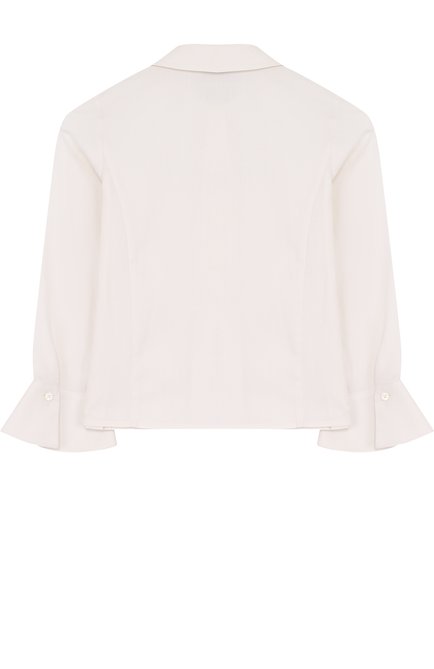 Детское хлопковая блуза с оборками LORO PIANA белого цвета, арт. FAG3728 | Фото 2 (Материал внешний: Хлопок; Рукава: Длинные; Статус проверки: Проверено, Проверена категория)