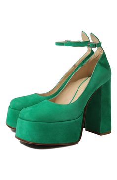 Женские замшевые туфли MATTIA CAPEZZANI зеленого цвета, арт. W254/CAM0SCI0 | Фото 1 (Подошва: Платформа; Каблук высота: Высокий; Материал внутренний: Натуральная кожа; Каблук тип: Устойчивый; Материал внешний: Замша)
