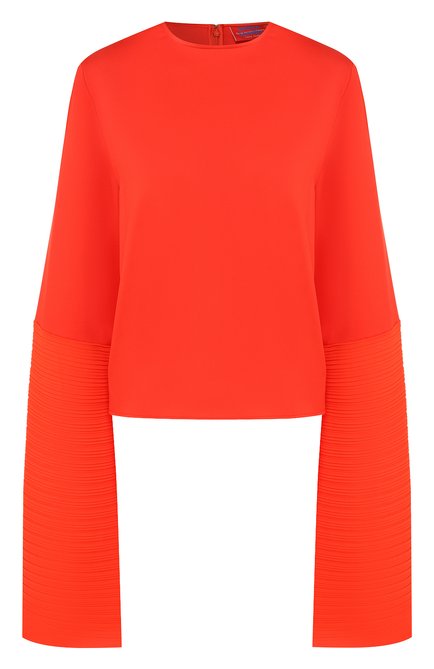 Женская блузка с объемными рукавами SOLACE красного цвета, арт. 0S21099 | Фото 1 (Материал внешний: Синтетический материал, Полиэстер; Рукава: Длинные; Статус проверки: Проверена категория; Длина (для топов): Стандартные; Принт: Без принта; Женское Кросс-КТ: Блуза-одежда)