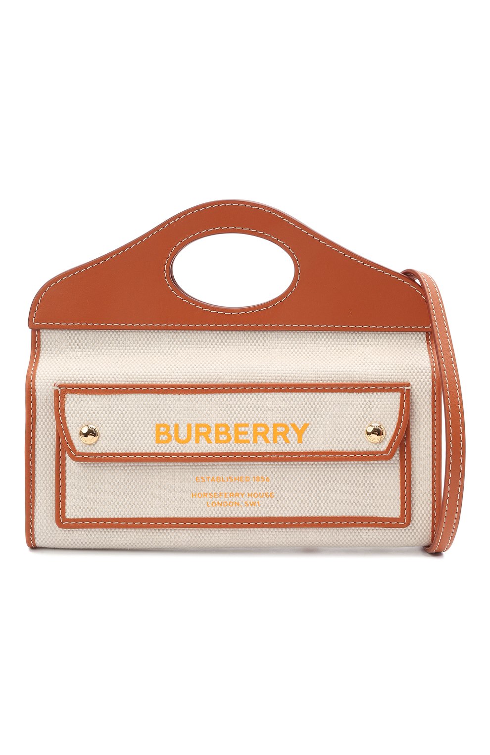 Женс кая сумка pocket small BURBERRY коричневого цвета, арт. 8036740 | Фото 5 (Сумки-технические: Сумки через плечо, Сумки top-handle; Ремень/цепочка: На ремешке; Материал: Текстиль; Размер: small)